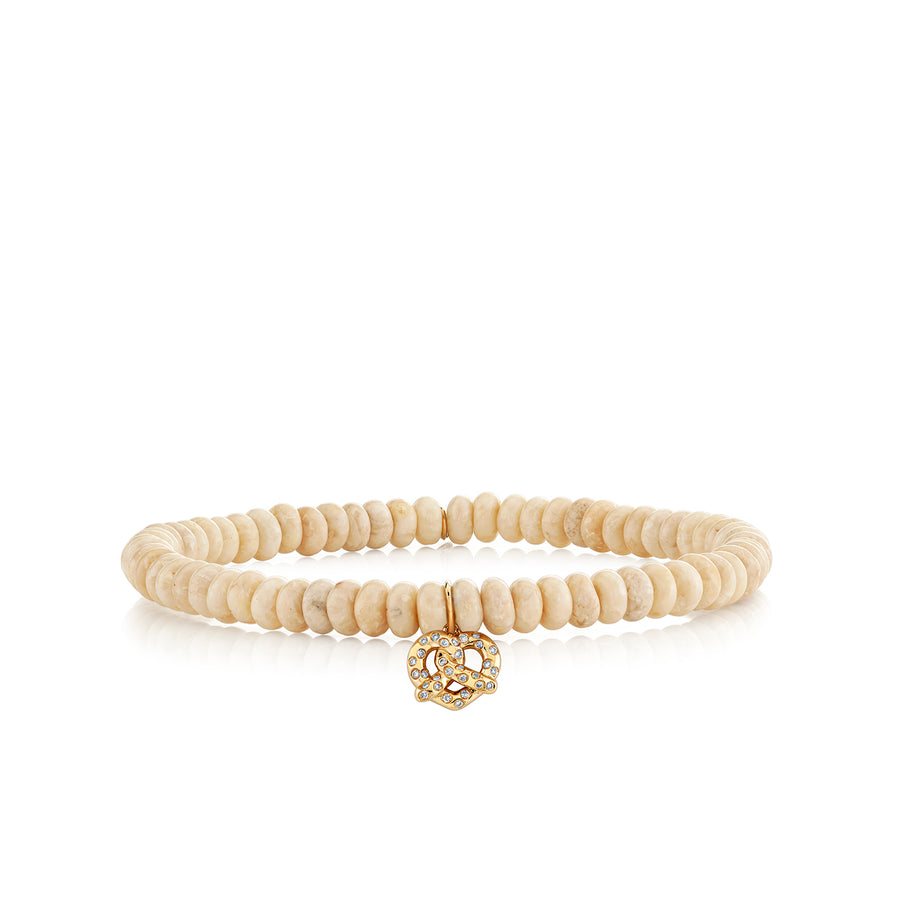 Gold & Diamond Pretzel on Cream Jasper - Sydney Evan Fine Jewelry