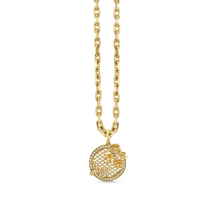 Gold & Diamond Butterfly Flower Cluster Coin - Sydney Evan Fine Jewelry