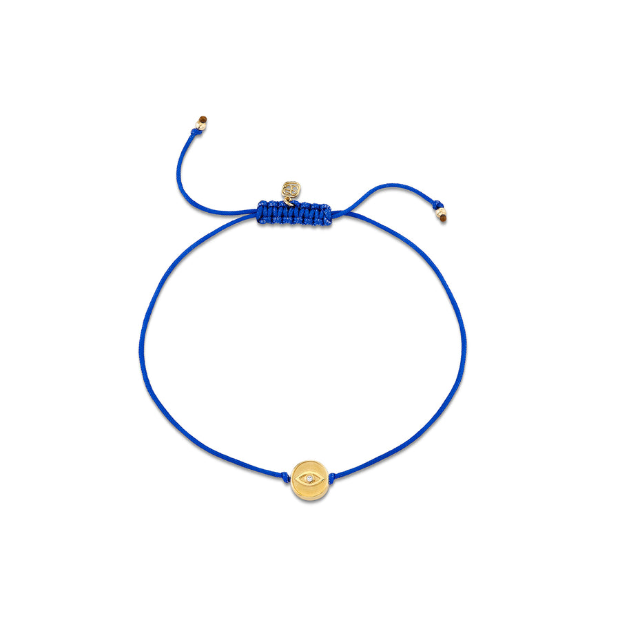 Gold & Diamond Horseshoe Evil Eye Bead Cord Bracelet - Sydney Evan Fine Jewelry