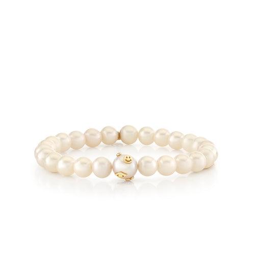 Gold & Diamond 8mm Icon Pearl Bead on Pearls