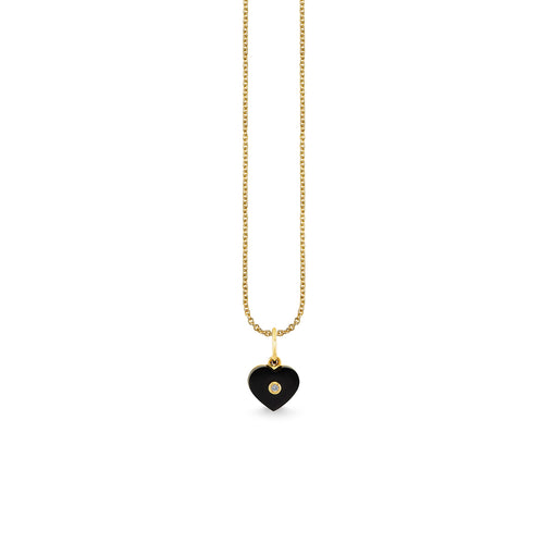Gold & Diamond Carved Onyx Heart Charm