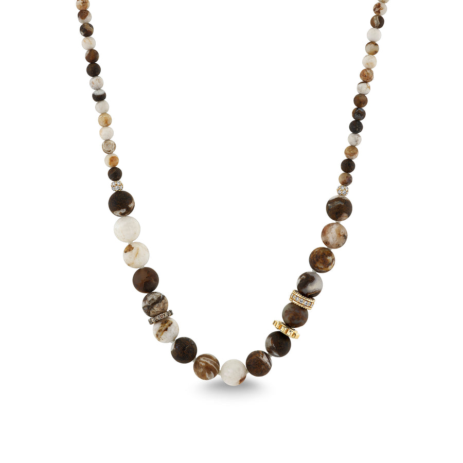 Gold & Diamond Multi-Rondelle Wooden Opal Necklace - Sydney Evan Fine Jewelry