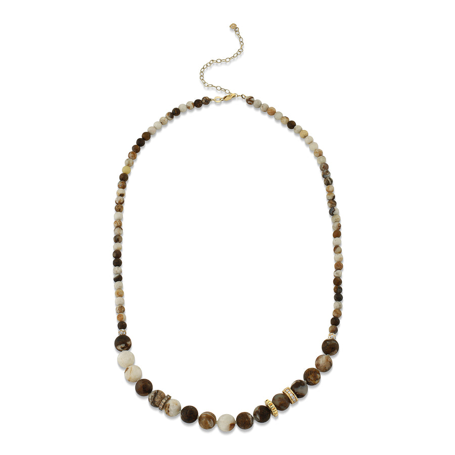 Gold & Diamond Multi-Rondelle Wooden Opal Necklace - Sydney Evan Fine Jewelry