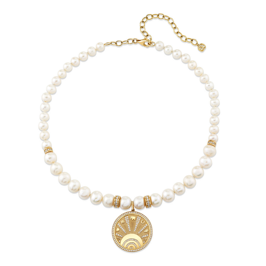 Gold & Diamond Icon Pearl Necklace - Sydney Evan Fine Jewelry