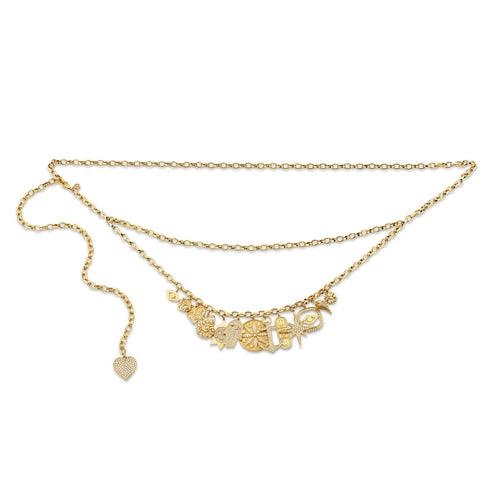 Gold & Diamond XL Sea Life Multi Charm Belt