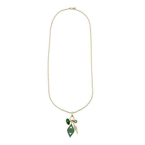 Men's Collection Gold & Diamond Emerald Multi-Charm Necklace