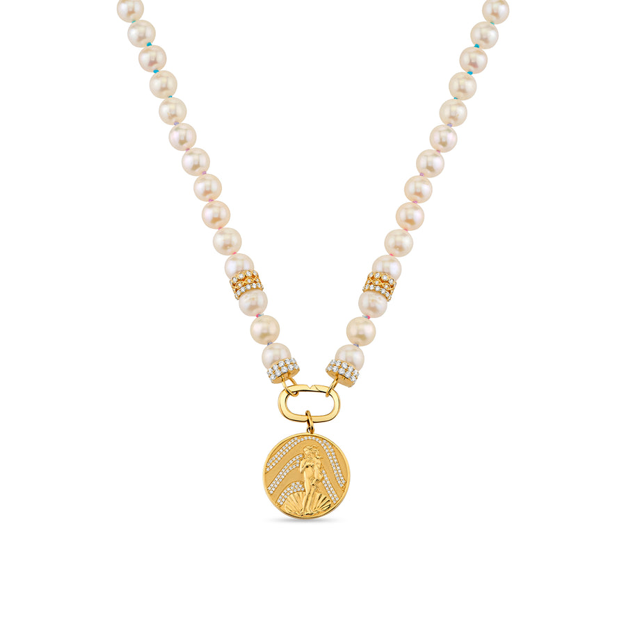 Gold & Diamond Venus Coin Pearl Necklace - Sydney Evan Fine Jewelry