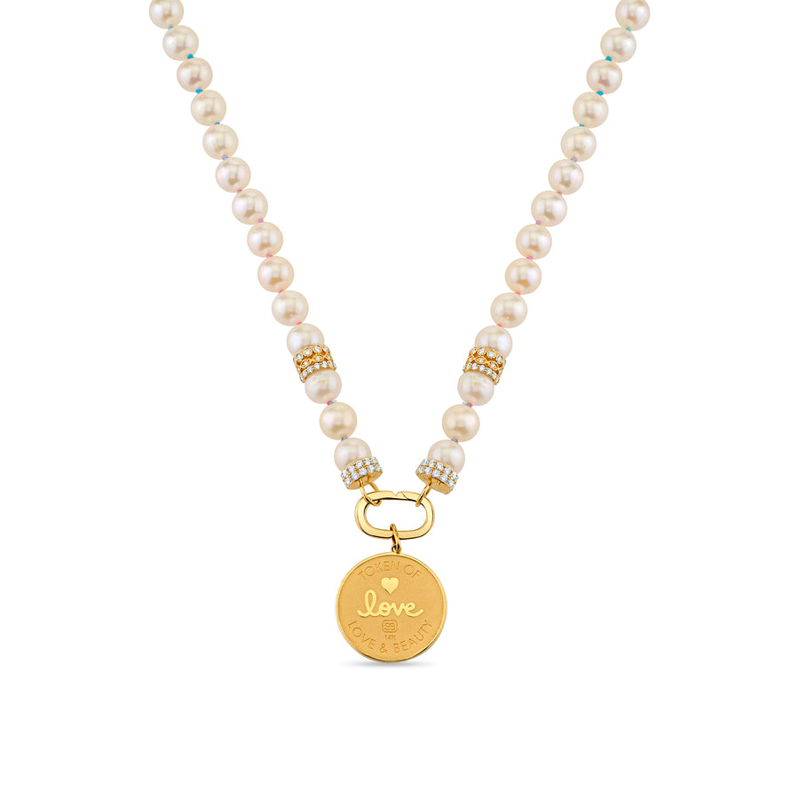 Gold & Diamond Venus Coin Pearl Necklace - Sydney Evan Fine Jewelry