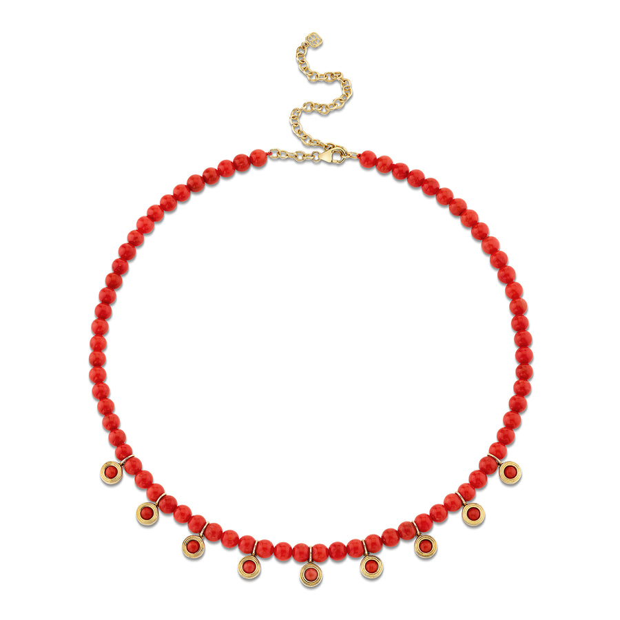 Gold & Red Coral Multi-Charm Necklace - Sydney Evan Fine Jewelry