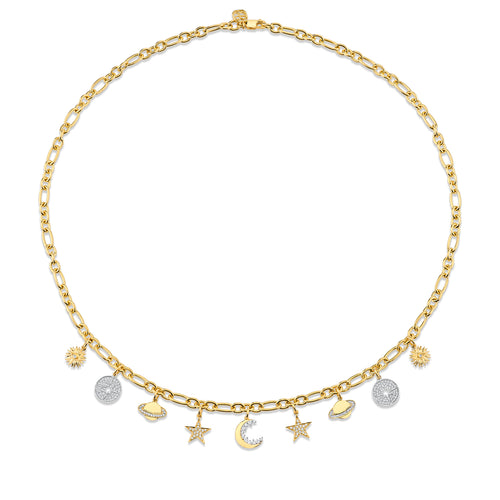 Gold & Diamond Celestial Multi-Charm Necklace