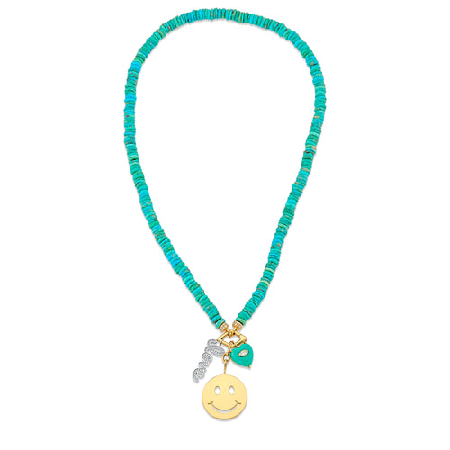 Gold & Diamond Cali Love Turquoise Necklace