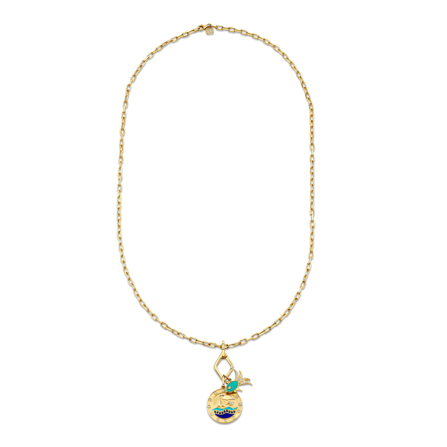 Gold & Diamond Porthole & Fish Necklace - Sydney Evan Fine Jewelry