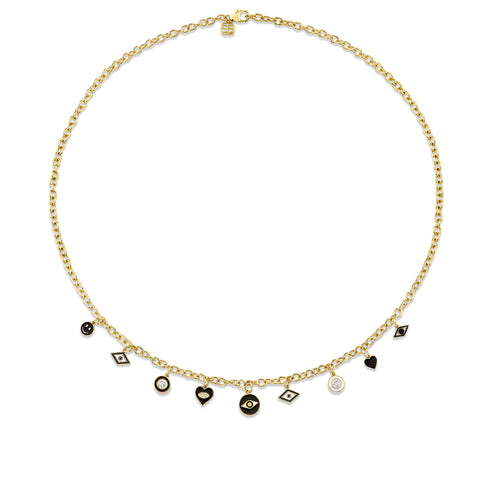 Gold & Diamond Jet Set Multi-Charm Necklace