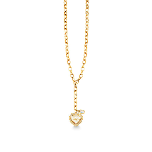 Gold & Diamond Love Quartz Marquise Eye Heart Necklace