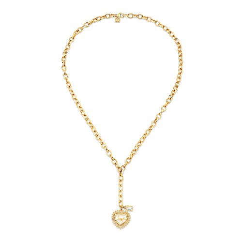 Gold & Diamond Love Quartz Marquise Eye Heart Necklace
