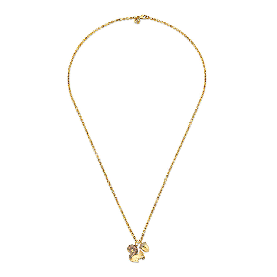 Gold & Diamond Squirrel Acorn Necklace - Sydney Evan Fine Jewelry