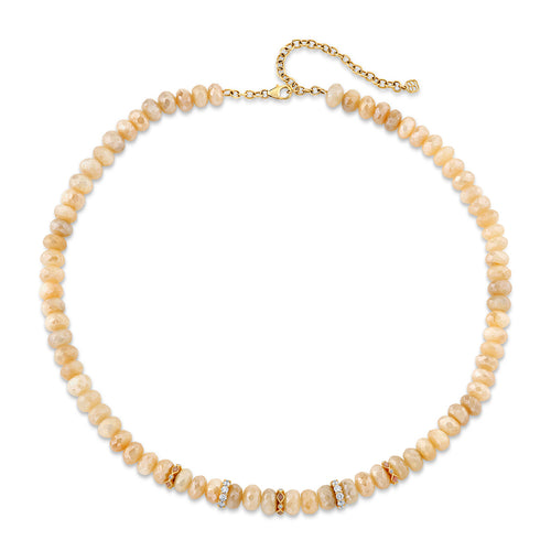 Gold & Diamond Multi Rondelle Moonstone Necklace