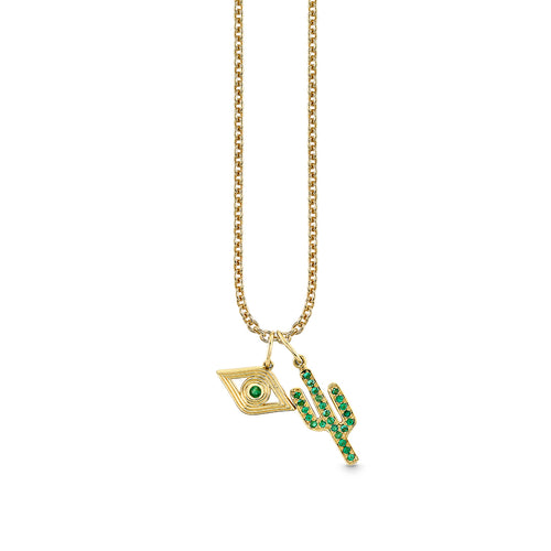Gold & Emerald Cactus Eye Necklace