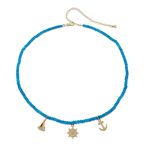 Gold & Diamond Nautical Charms Beaded Necklace