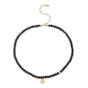 Gold & Diamond Marquise Eye Black Opal Necklace - Sydney Evan Fine Jewelry