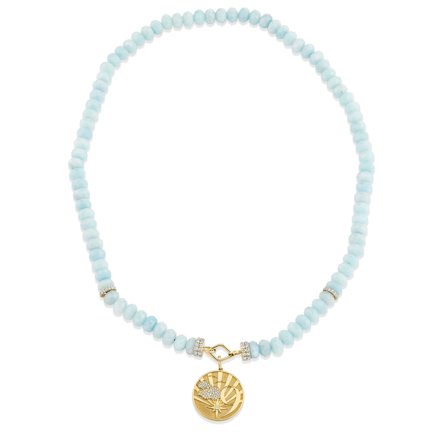 Gold & Diamond Cloud 9 Multi Rondelle on Aquamarine Necklace - Sydney Evan Fine Jewelry