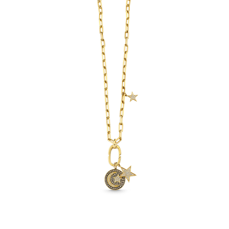 Gold & Diamond Star and Moon Charm Necklace - Sydney Evan Fine Jewelry