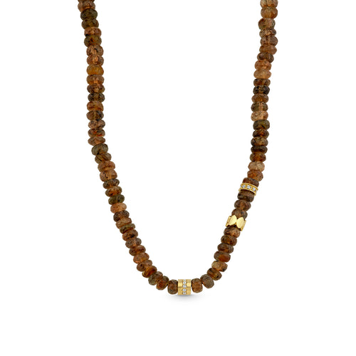 Gold & Diamond Multi Rondelle Andalusite Necklace