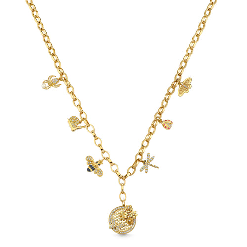 Gold & Diamond Critter & Floral Necklace