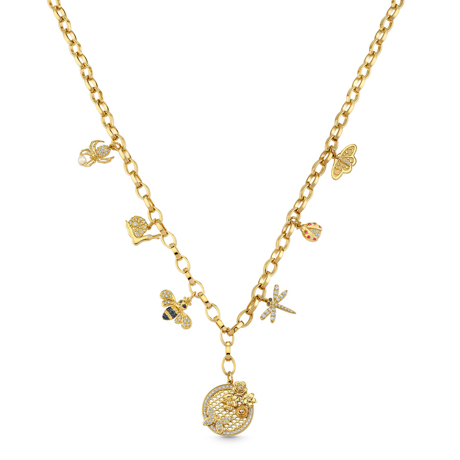 Gold & Diamond Critter & Floral Necklace - Sydney Evan Fine Jewelry