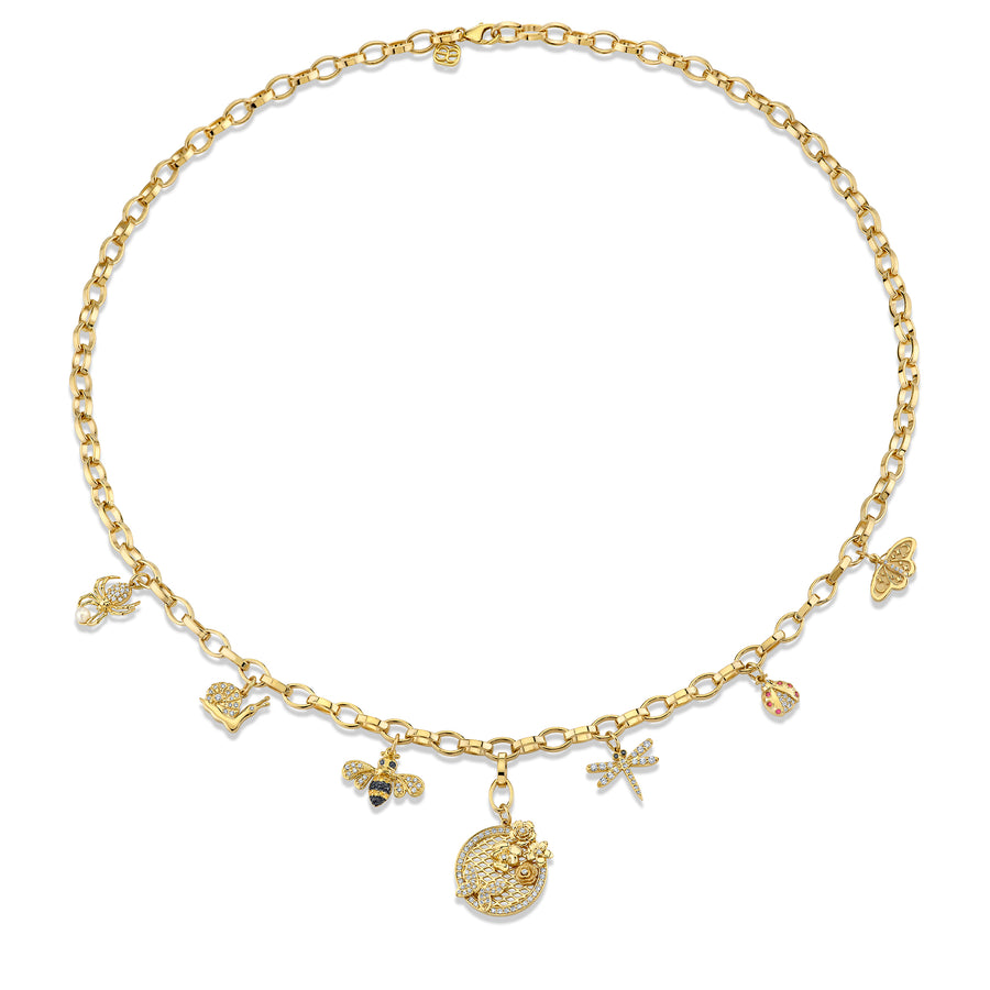 Gold & Diamond Critter & Floral Necklace - Sydney Evan Fine Jewelry