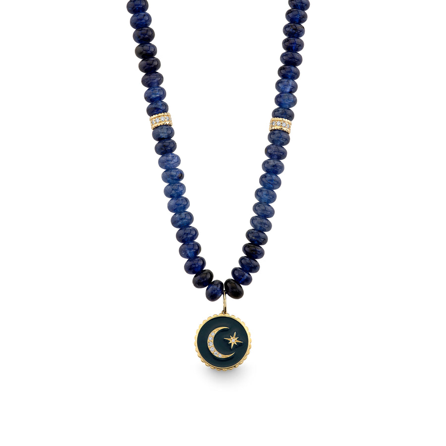 Gold & Diamond Celestial Medallion Sapphire Necklace - Sydney Evan Fine Jewelry