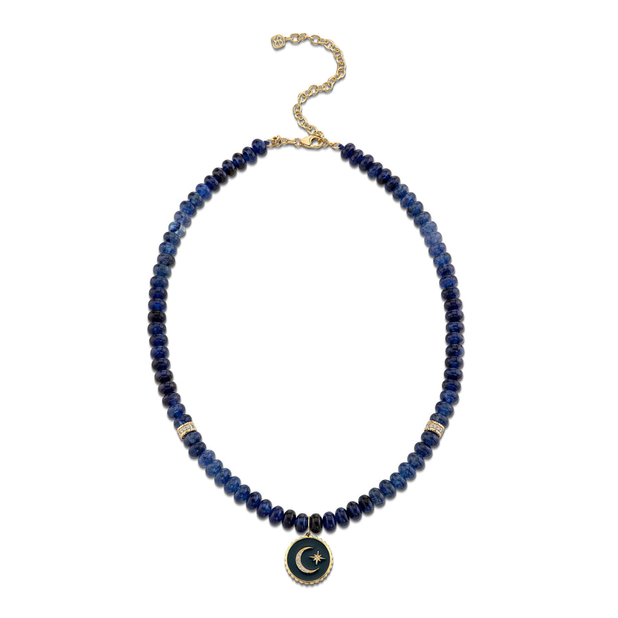 Gold & Diamond Celestial Medallion Sapphire Necklace - Sydney Evan Fine Jewelry