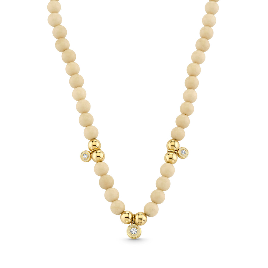 Gold & Diamond Single Stone Enamel Charms White Coral Necklace - Sydney Evan Fine Jewelry