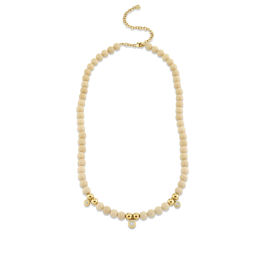 Gold & Diamond Single Stone Enamel Charms White Coral Necklace - Sydney Evan Fine Jewelry