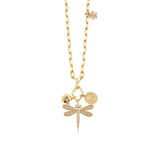 Gold & Diamond Multi Nature Charm Necklace