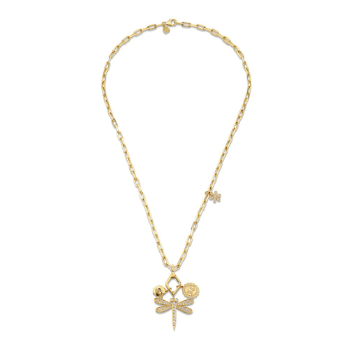 Gold & Diamond Multi Nature Charm Necklace
