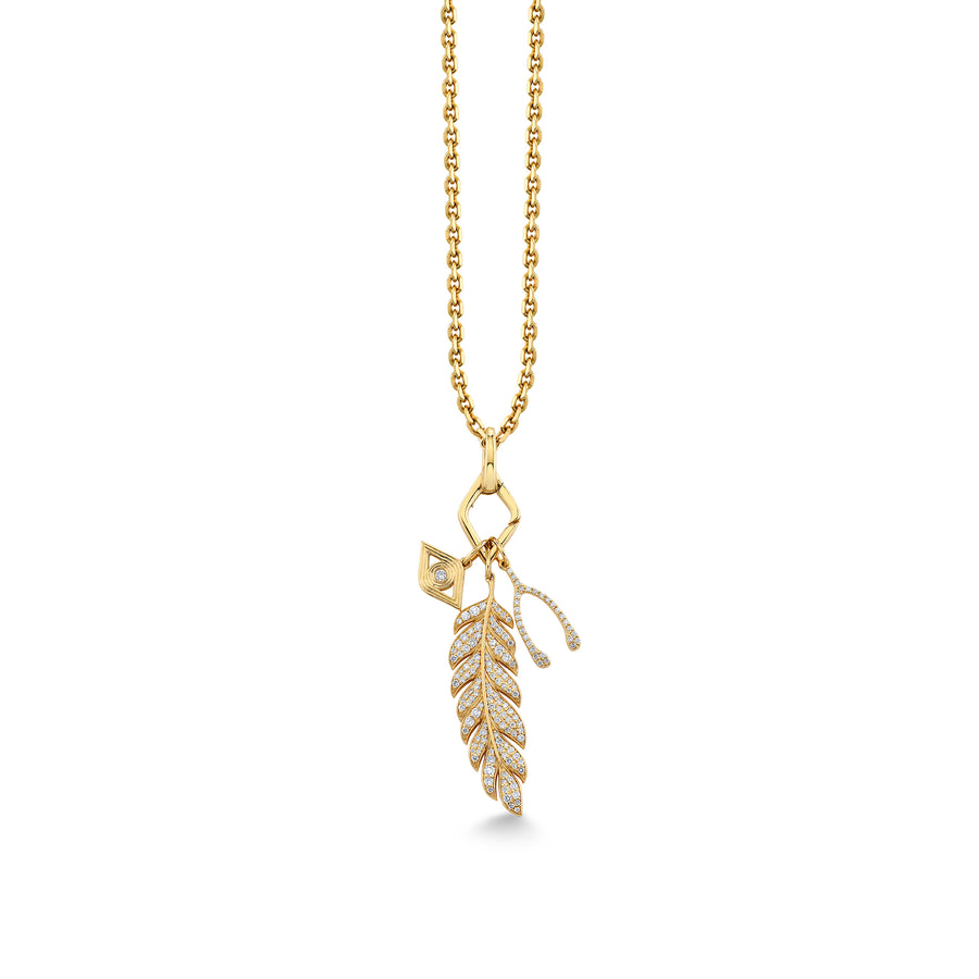 Gold & Diamond Feather Eye Wishbone Necklace - Sydney Evan Fine Jewelry