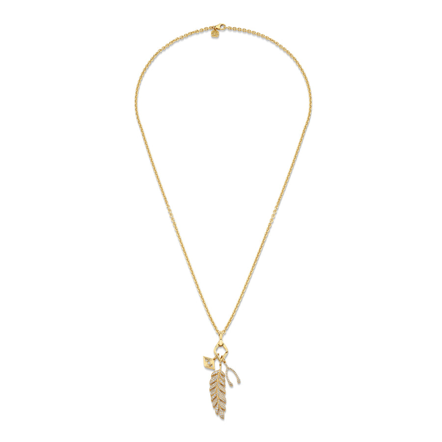 Gold & Diamond Feather Eye Wishbone Necklace - Sydney Evan Fine Jewelry