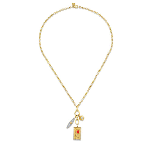 Gold & Diamond I Heart LA Multi Charm Necklace