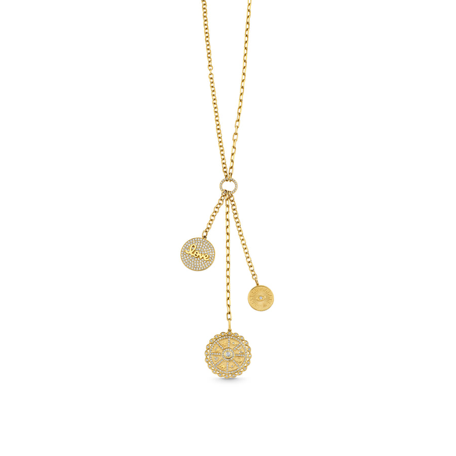 Gold & Diamond Multi Coin Lariat Necklace - Sydney Evan Fine Jewelry