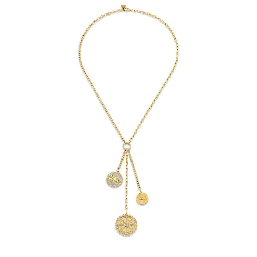 Gold & Diamond Multi Coin Lariat Necklace - Sydney Evan Fine Jewelry