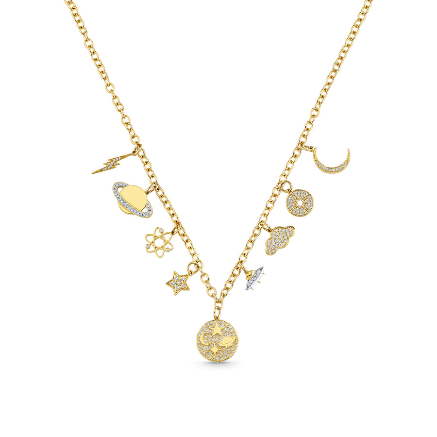 Gold & Diamond Celestial Multi Charm Necklace - Sydney Evan Fine Jewelry