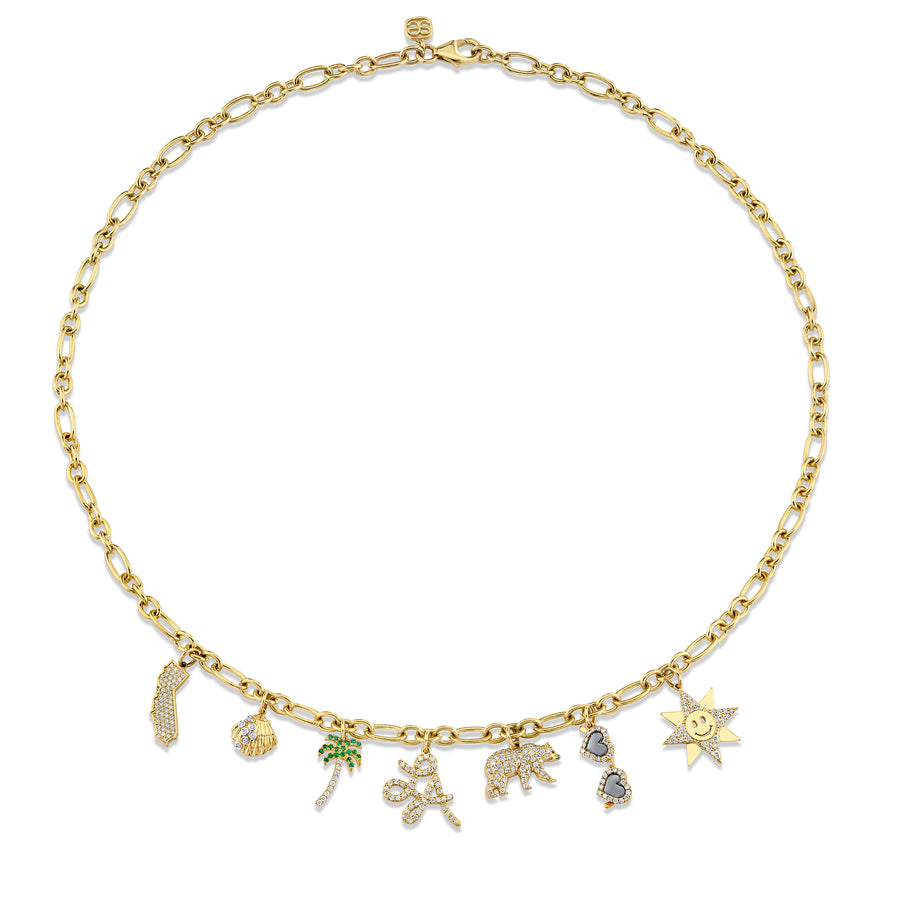 Gold & Diamond LA Multi Charm Necklace