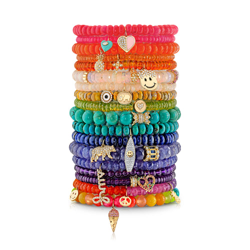 Pure Gold Tiny Multi-Charm on Semi-Precious Beads