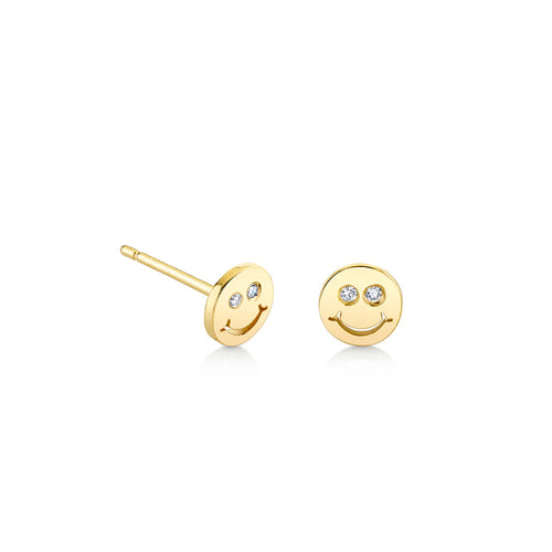 Kids Collection Gold & Diamond Tiny Happy Face Stud