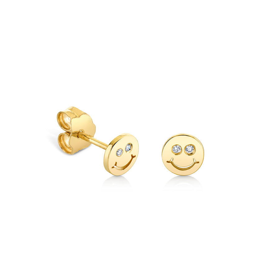Gold & Diamond Tiny Happy Face Stud - Sydney Evan Fine Jewelry