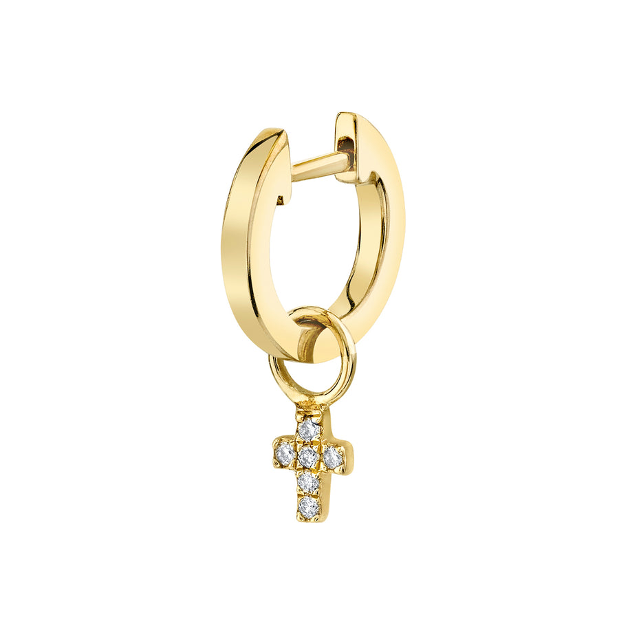 Men's Collection Gold & Diamond Mini Cross Charm Huggie Hoops - Sydney Evan Fine Jewelry