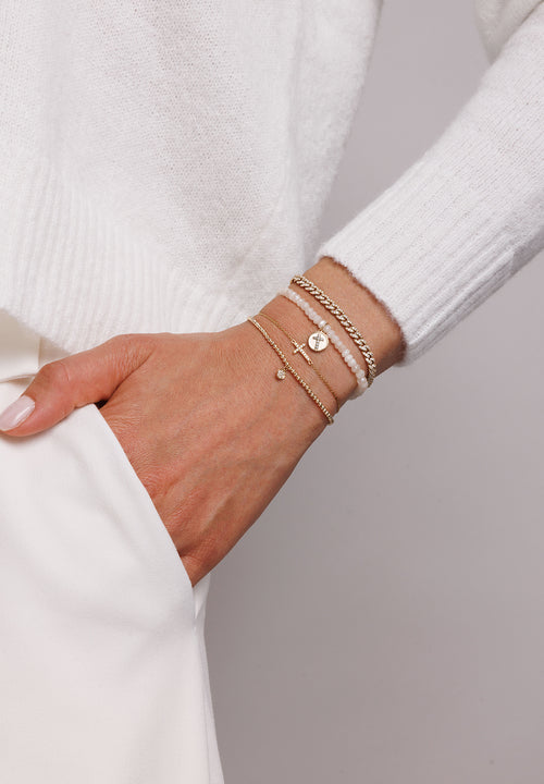 Gold & Diamond Thin Link Bracelet