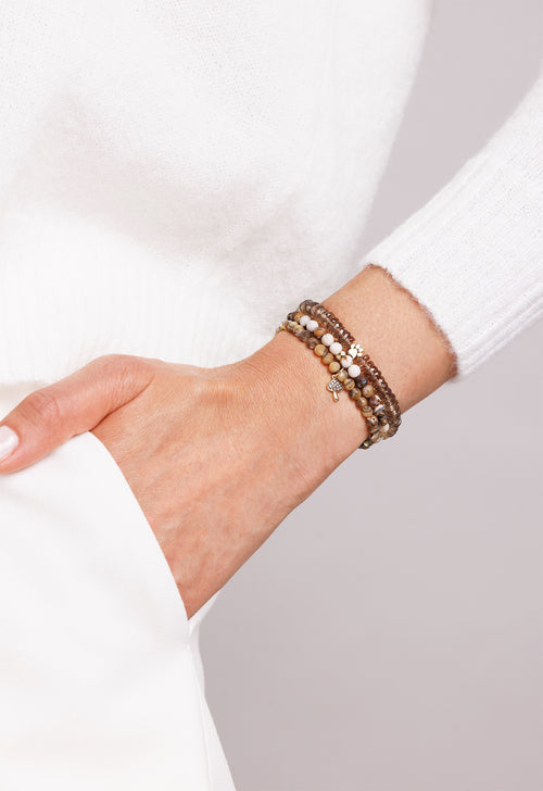 Gold & Diamond Eternity Rondelle on Wooden Opal