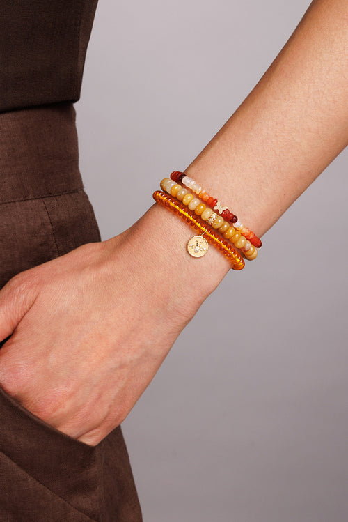 Pure Gold Tiny Butterfly on Fire Opal